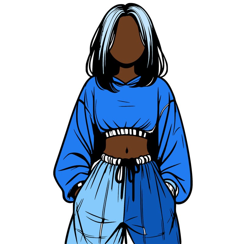 realistic girl faceless with baggy pants and a crop top