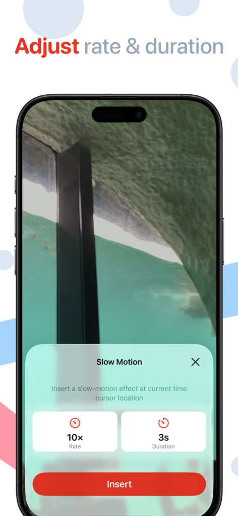 Interface for adjusting slow motion rate and duration in the Emulsio video enhancer app