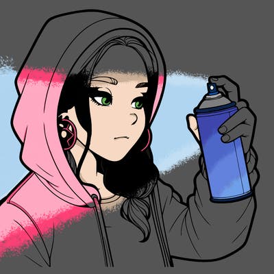 a realistic girl, spray painting