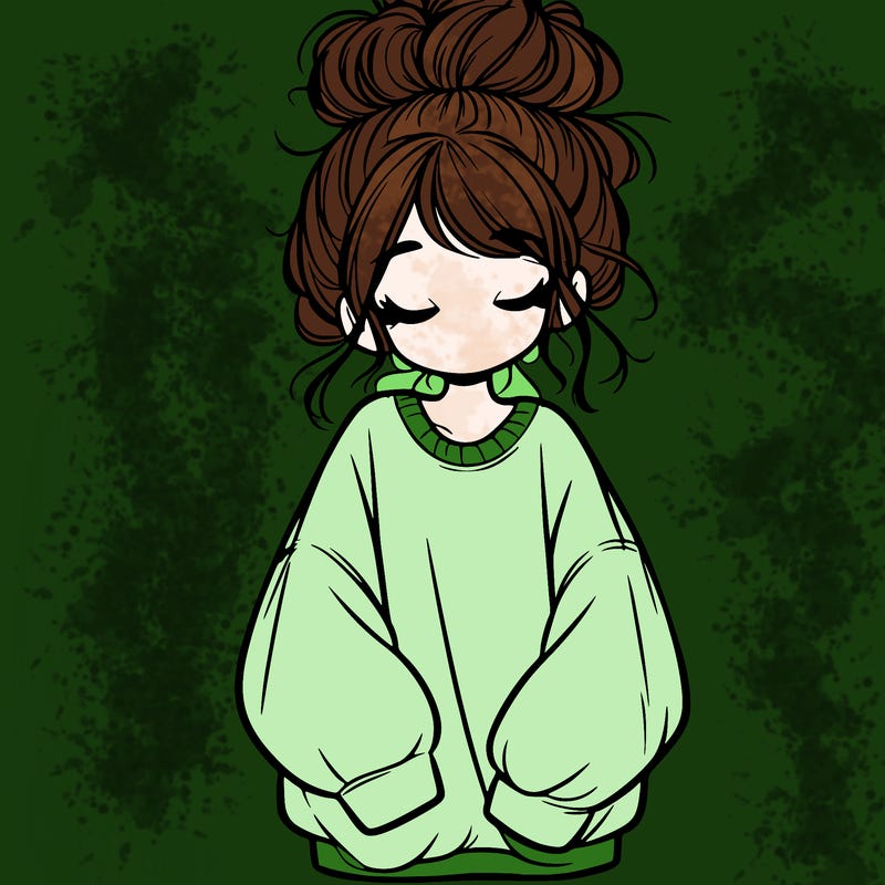 girl with baggy sweatshirt and messy bun