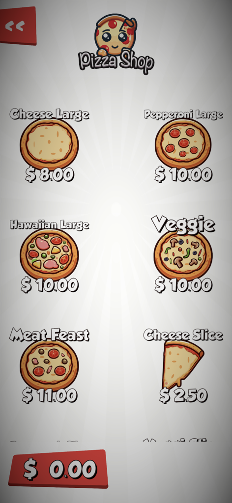 Play Pretend Food Menus - Digital pizza shop menu for children's pretend restaurant play