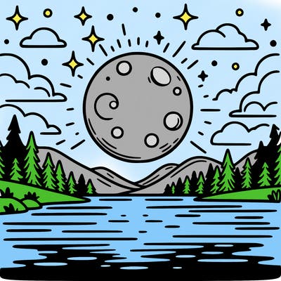 moonlight shining on a lake