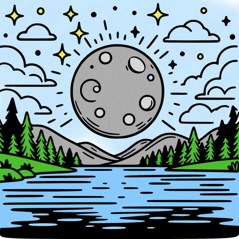 moonlight shining on a lake