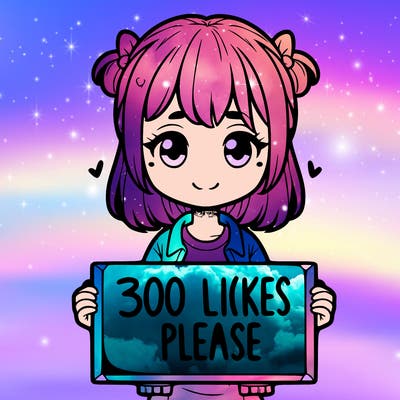 girl holding a sigh saying " 300 likes please"