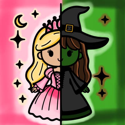 split princess and witch