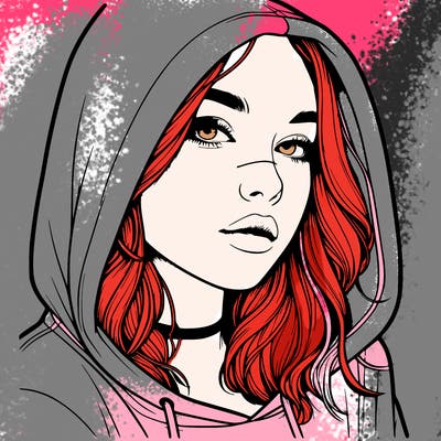 realistic girl with hood on