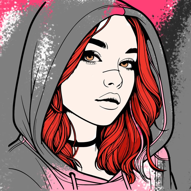 realistic girl with hood on