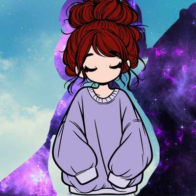 girl with baggy sweatshirt and messy bun