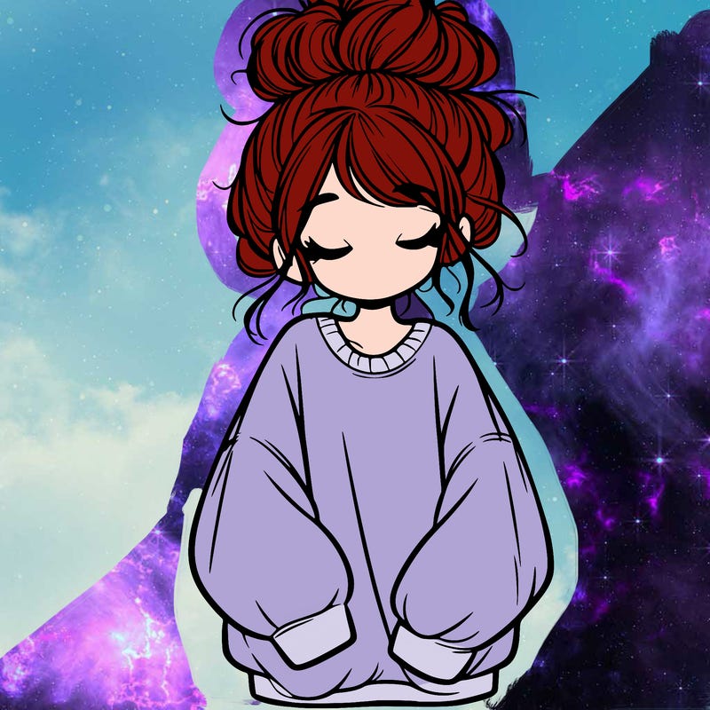 girl with baggy sweatshirt and messy bun