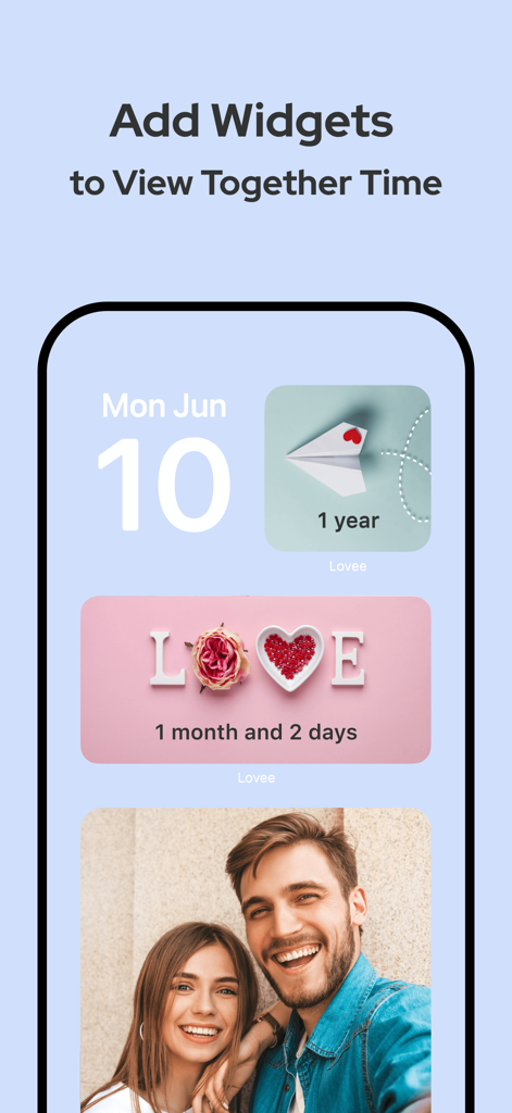 Lovee - Dating & Relationship - Lovee app widgets for tracking relationship milestones and time spent together