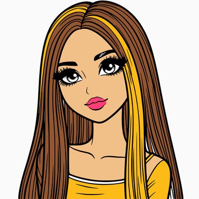 realistic girl with straight and long hair