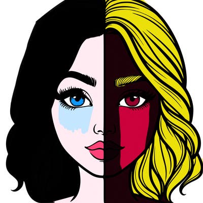 realistic girl split half