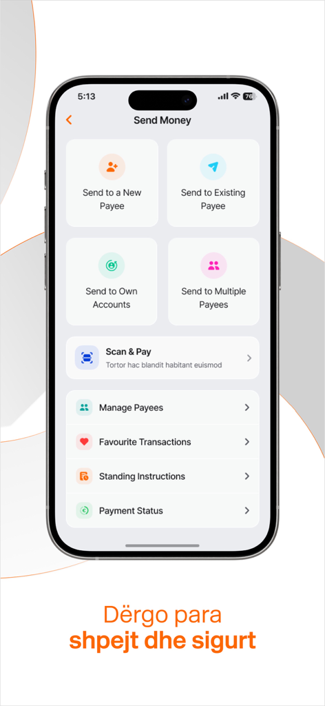Pantalla de Enviar Dinero de la aplicación Union Bank Live con opciones para nuevo beneficiario, beneficiario existente y escanear y pagar