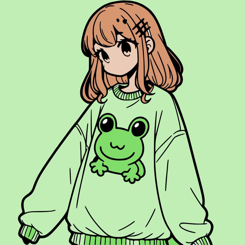 girl wearing frogging sweatshirt