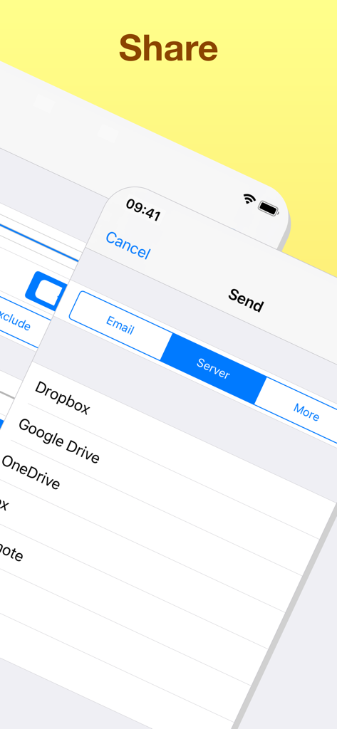 Screenshot of Audio Memos app showing cloud sharing options for Dropbox and Google Drive