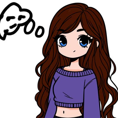 girl with long hair and a crop top with a sweater