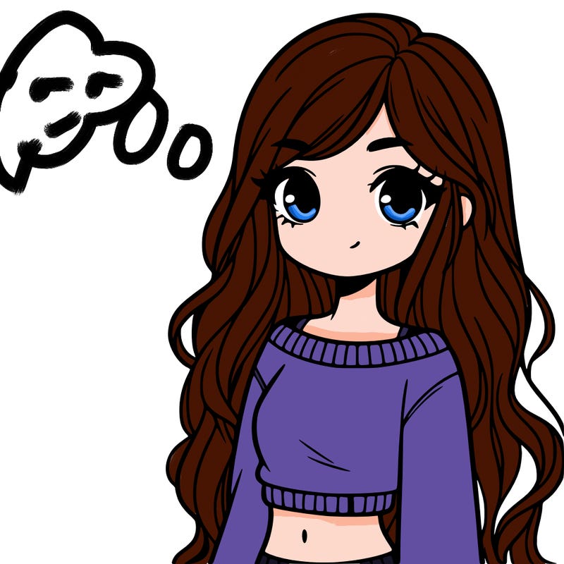 girl with long hair and a crop top with a sweater