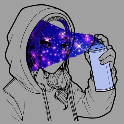 a realistic girl, spray painting