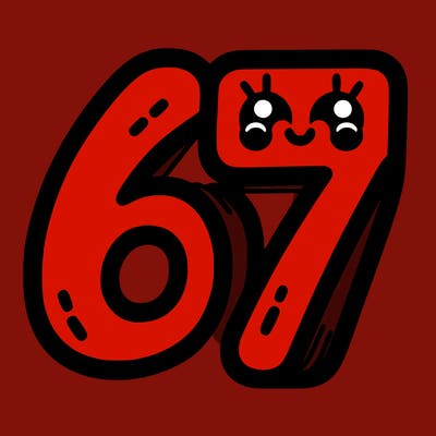 the numbers 67