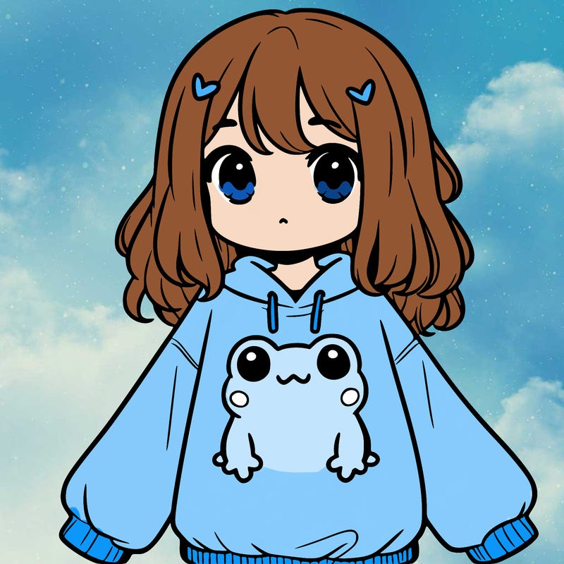 girl wearing frogging sweatshirt