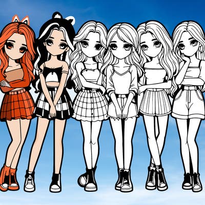 a group of girls realistic