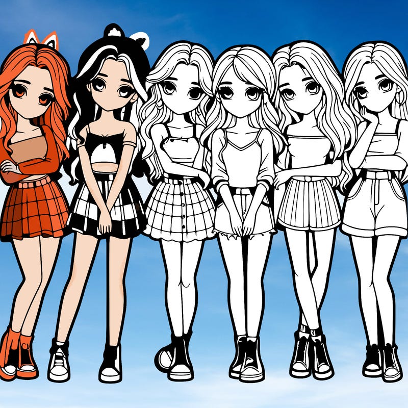 a group of girls realistic