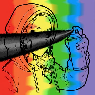 a realistic girl, spray painting