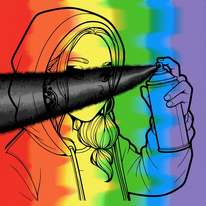 a realistic girl, spray painting