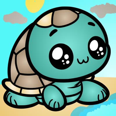 cute little animated turtle