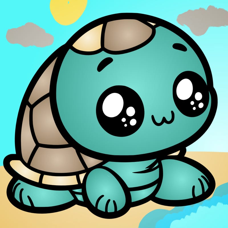 cute little animated turtle
