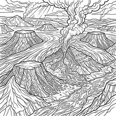 Unleash your creativity with this captivating coloring page featuring powerful subglacial lava flows and majestic tuyas. Designed with large print and clear outlines, it offers a relaxing and accessible artistic escape for seniors.
