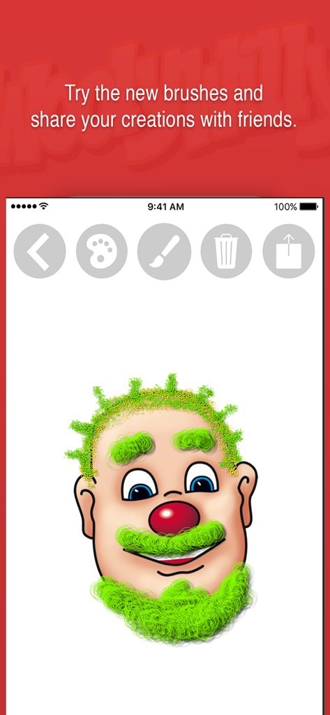 Wooly Willy - Wooly Willy character with green magnetic hair and beard in the mobile app