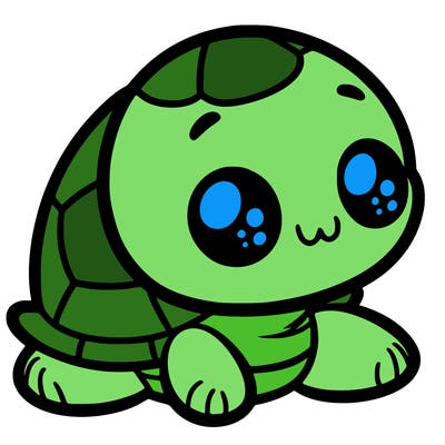 cute little animated turtle