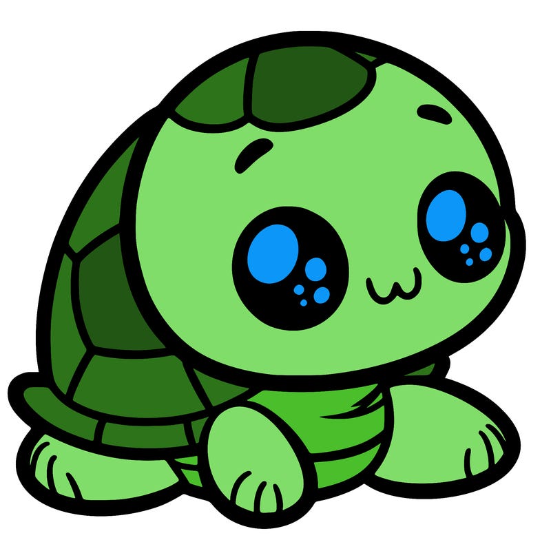 cute little animated turtle