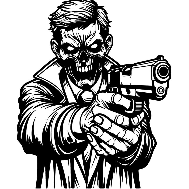 a scary man with a gun realistic