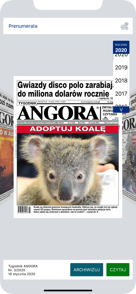 Tygodnik ANGORA - Digital cover of Tygodnik ANGORA magazine displayed within the mobile app interface