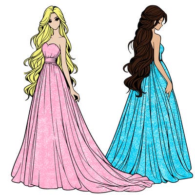 realistic woman with long flowing dress