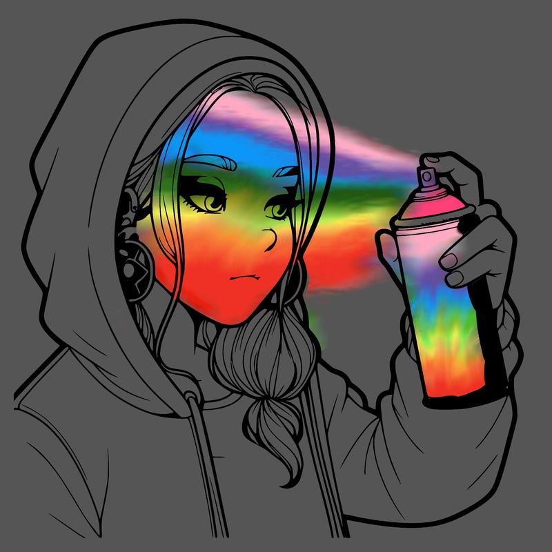 a realistic girl, spray painting