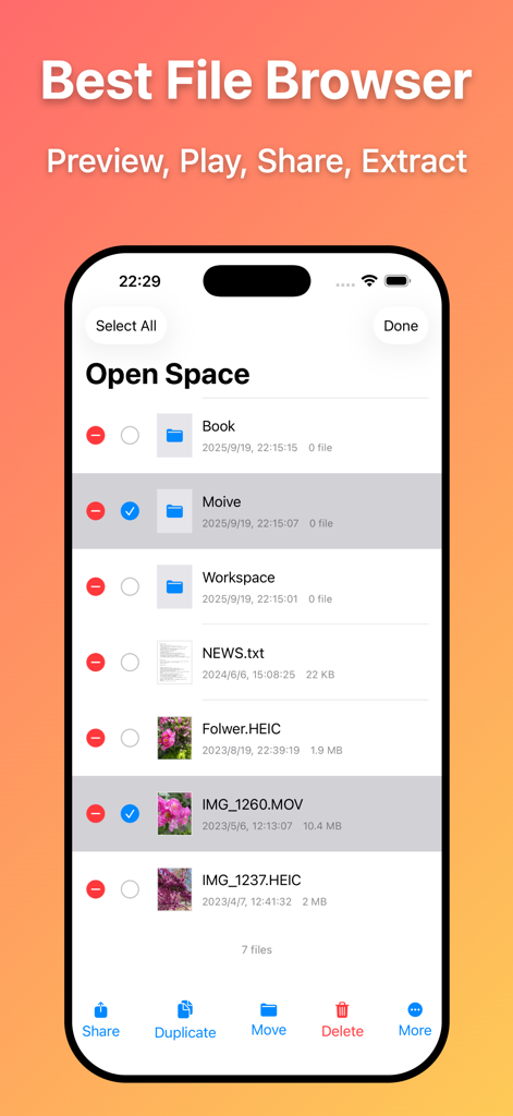 SafeFolder - File Manager - SafeFolder file manager app interface showing a list of files and folders with management options