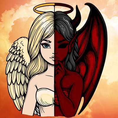 realistic angel half demon