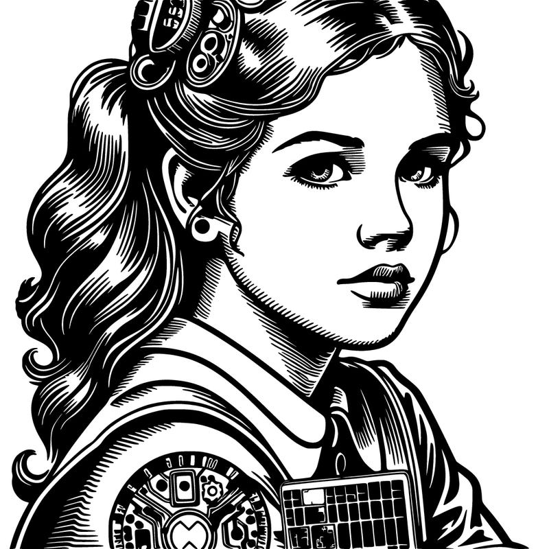 portrait of tech girl in popart style
