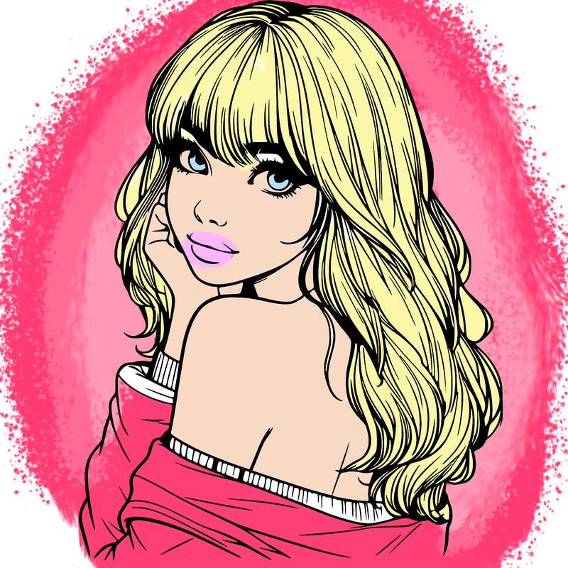 realistic girl with bangs looking over her shoulder