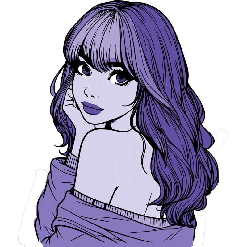 realistic girl with bangs looking over her shoulder