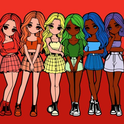 a group of girls realistic