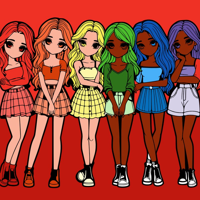 a group of girls realistic