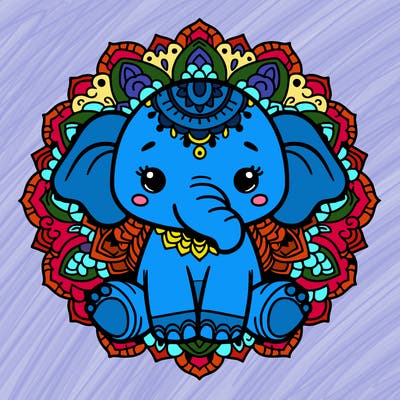cute baby elephant animal mandala