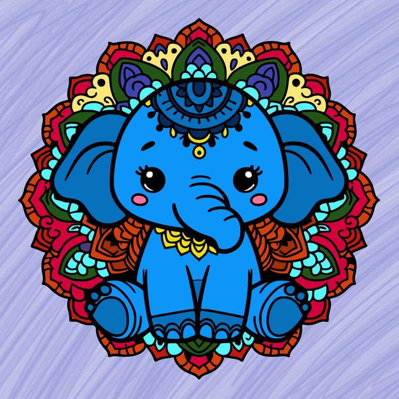 cute baby elephant animal mandala