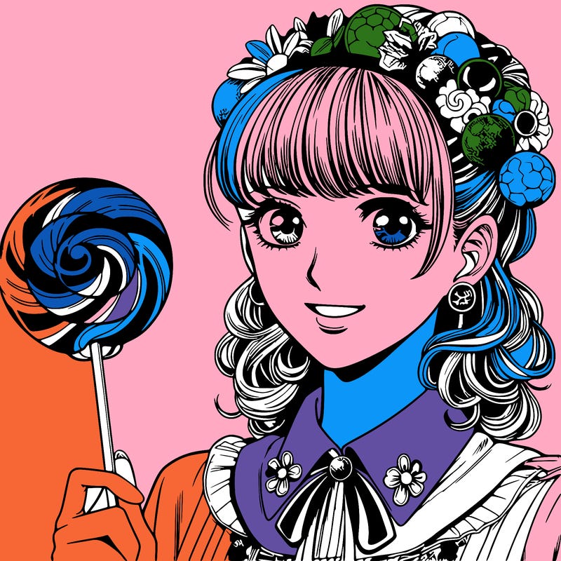 manga character woman candy realistic