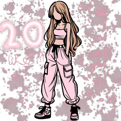 girl in baggy pants crop top and long hair