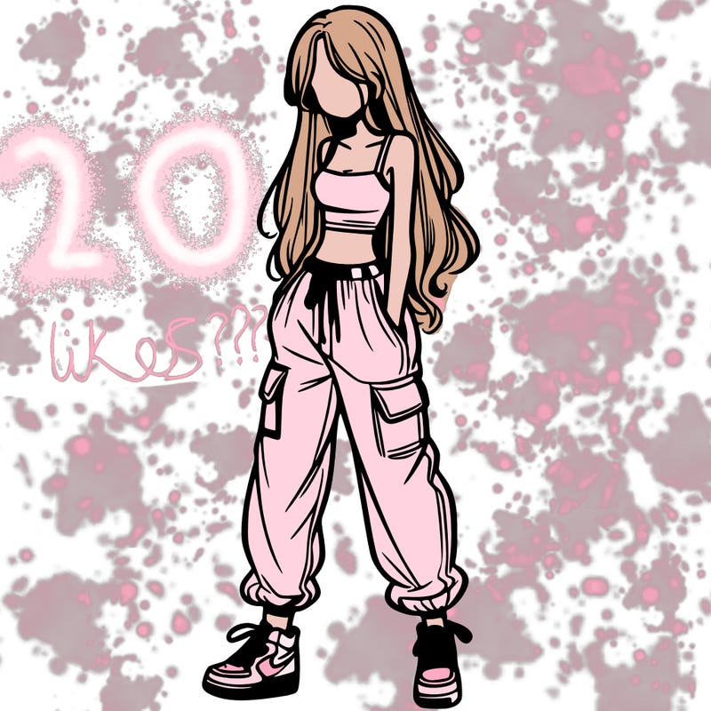 girl in baggy pants crop top and long hair